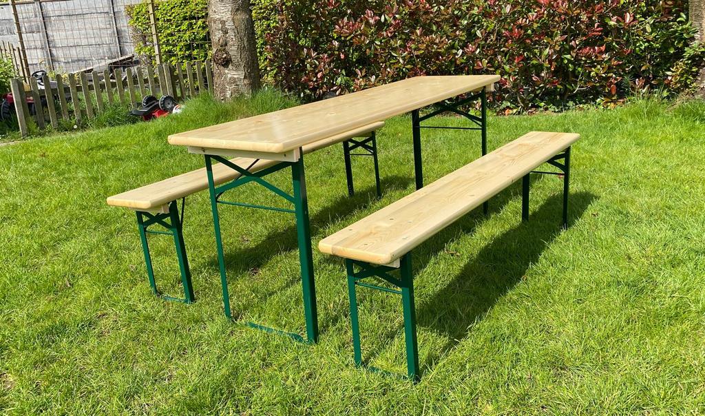 Te huur biertafel en 2 statafels., Ophalen, Zo goed als nieuw, Rechthoekig, Hout