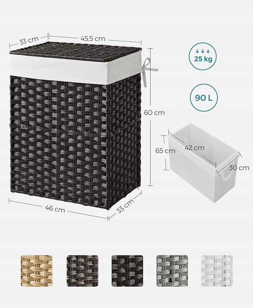 Wasmand 90L met deksel en uitneembare zak NIEUW IN DOOS, Witgoed en Apparatuur, Wasmachines, Ophalen of Verzenden, Nieuw