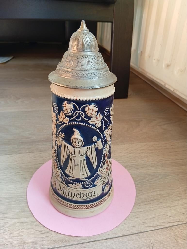 Kobaltblauwe bierpul uit München, Ophalen of Verzenden