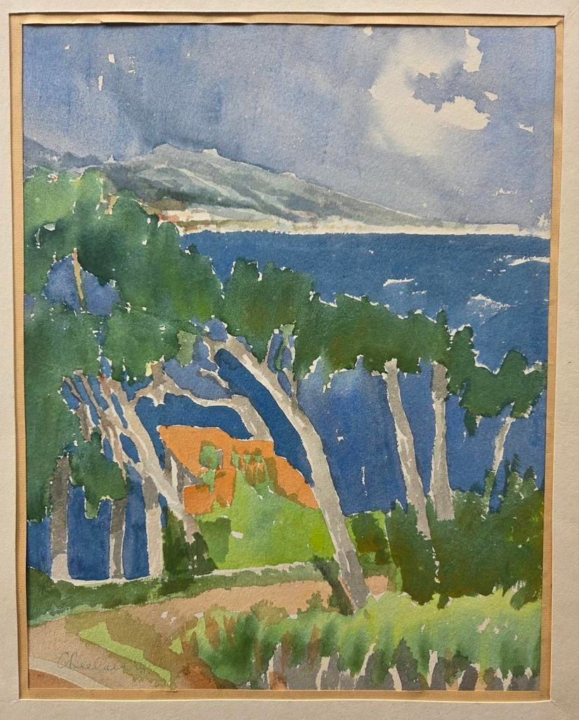 Claire Beelaerts. Aquarel. Zuid-Frankrijk. Gesigneerd., Ophalen of Verzenden