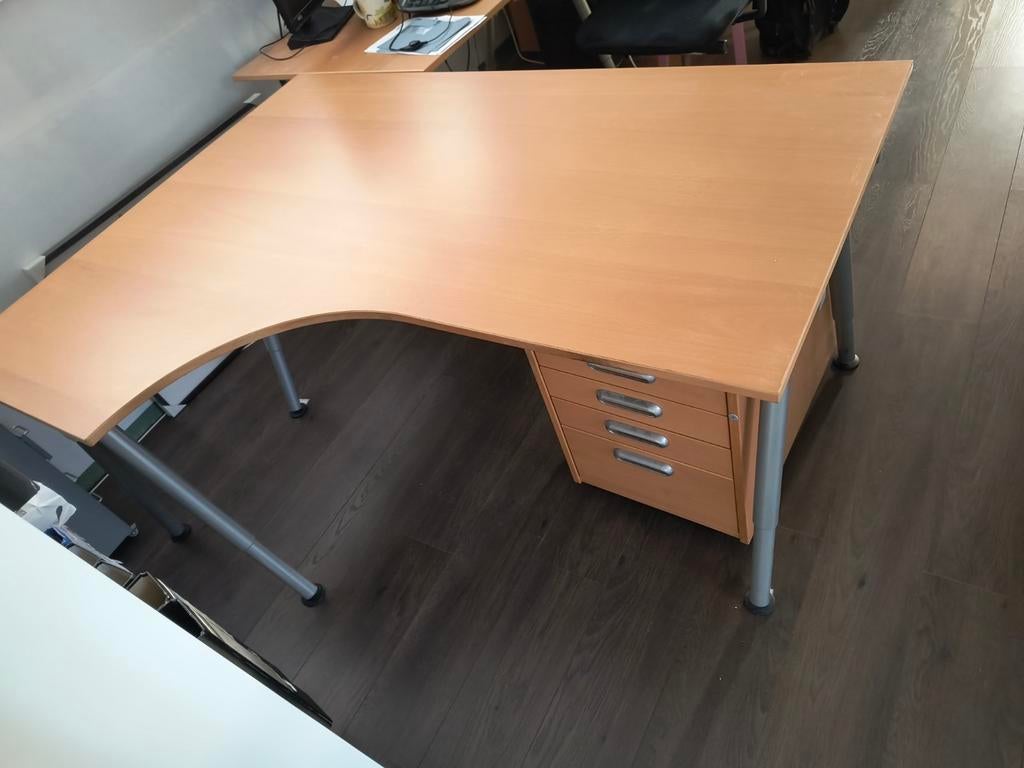 IKEA Galant Bureau met Ladekast - Beukenkleur, Huis en Inrichting, Bureaus, Ophalen, Met lades, Gebruikt, Spaanplaat of MDF