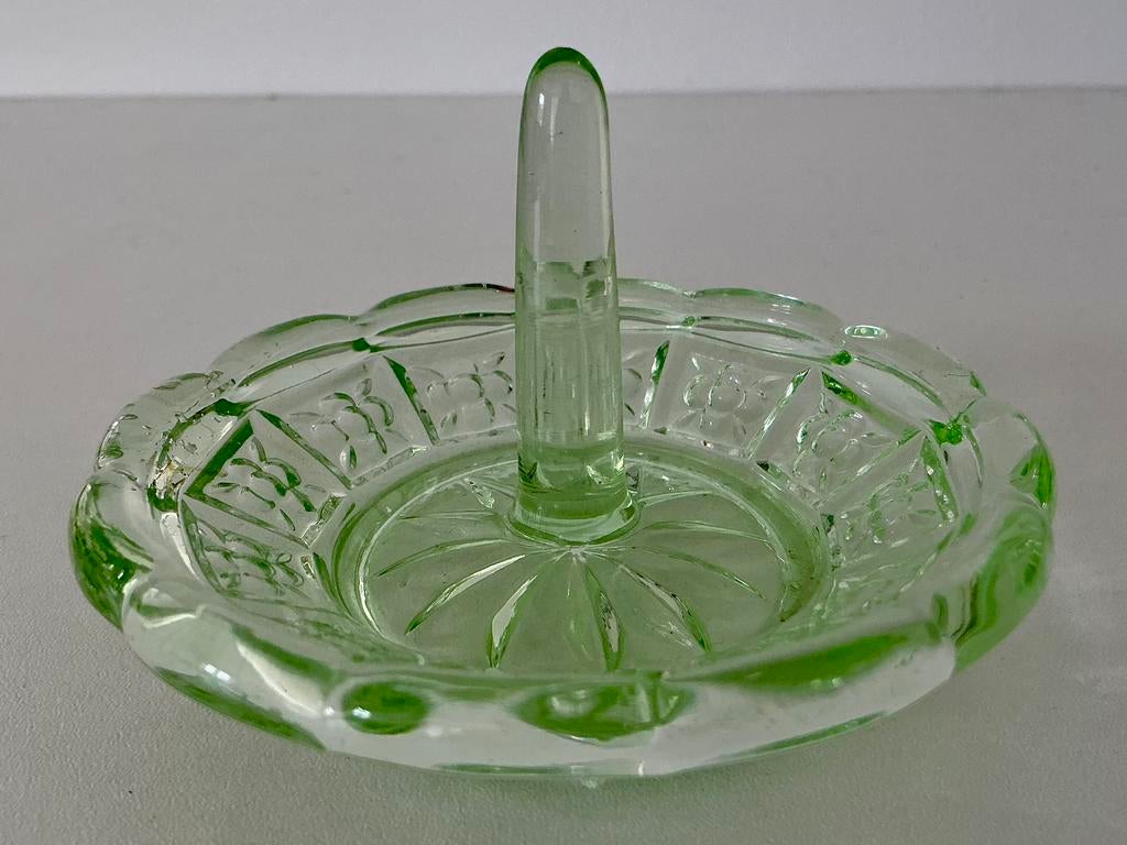 Vintage glazen ringenhouder Annagroen?, Ophalen of Verzenden