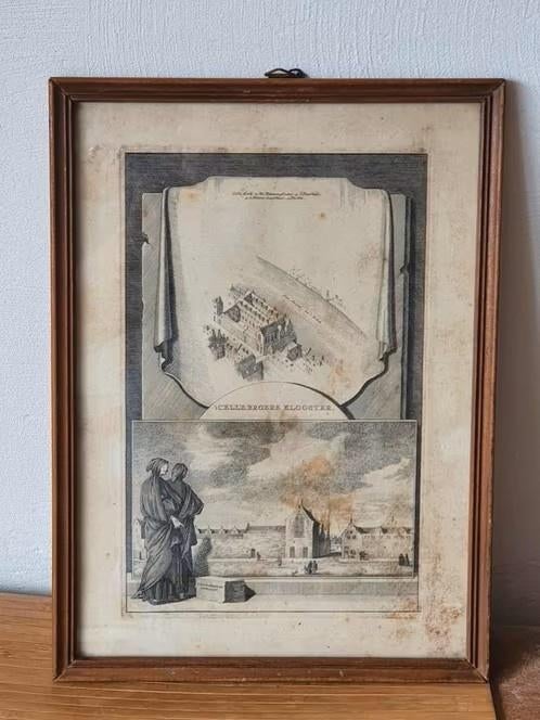 gravure Jan Goeree Cellebroers klooster Amsterdam ca 1765., Antiek en Kunst, Kunst | Etsen en Gravures, Ophalen