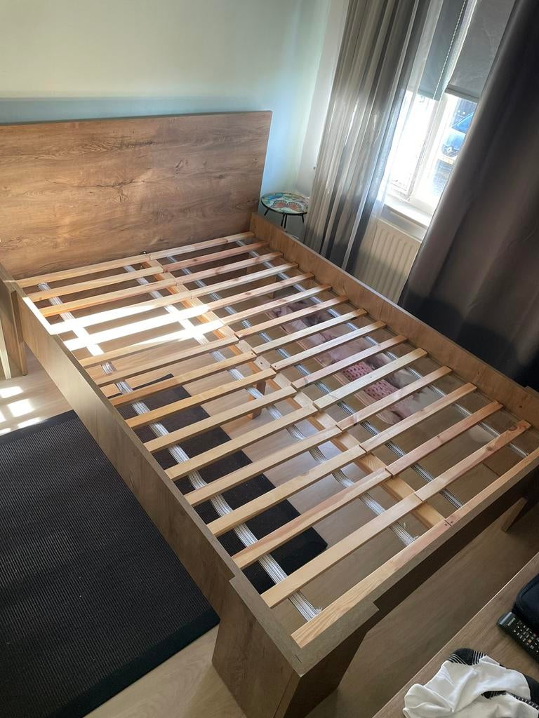 Tweepersoonsbed 140x200 cm/JYSK, Ophalen, Bruin, Tweepersoons, 140 cm