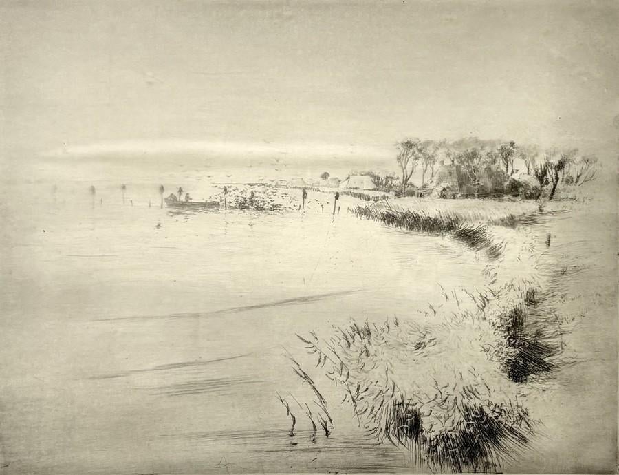 1268. Ets, Abe Gerlsma – "Fiskers Fluessen", ca.1981, Antiek en Kunst, Kunst | Etsen en Gravures, Ophalen of Verzenden