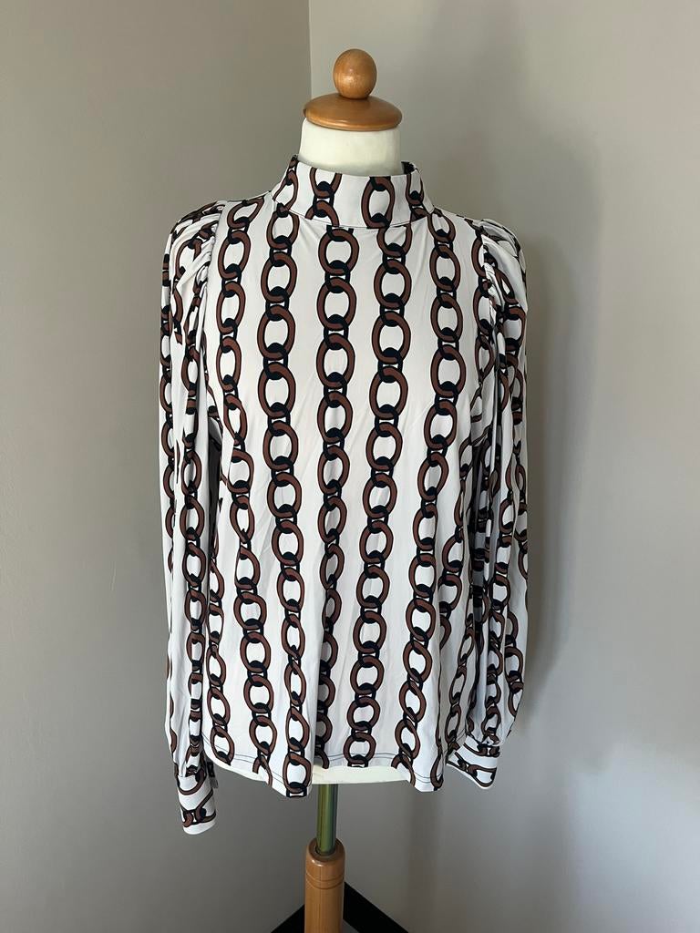 Studio Anneloes travelstof top wit ketting print M, Ophalen of Verzenden, Zo goed als nieuw, Maat 38/40 (M), Wit