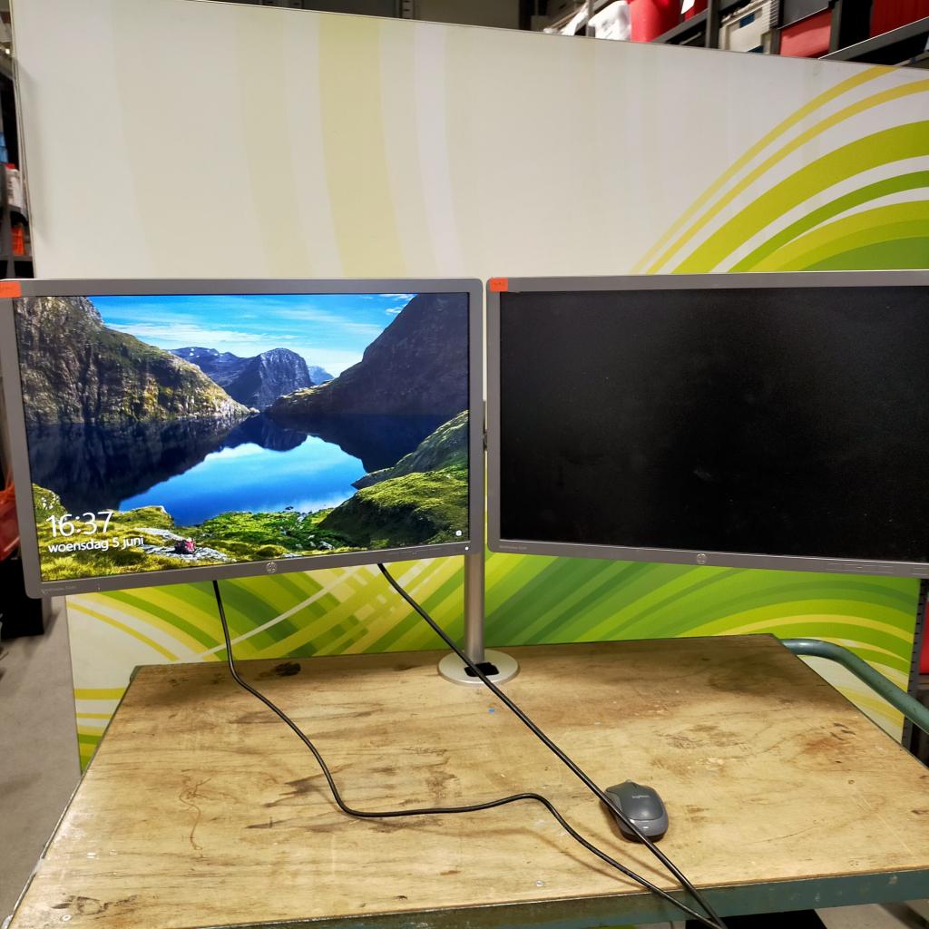 Dubbel beeldscherm HP EliteDisplay E241i inclusief Dubbele, Computers en Software, Monitoren, Niet ingevuld, Gebruikt, Niet ingevuld