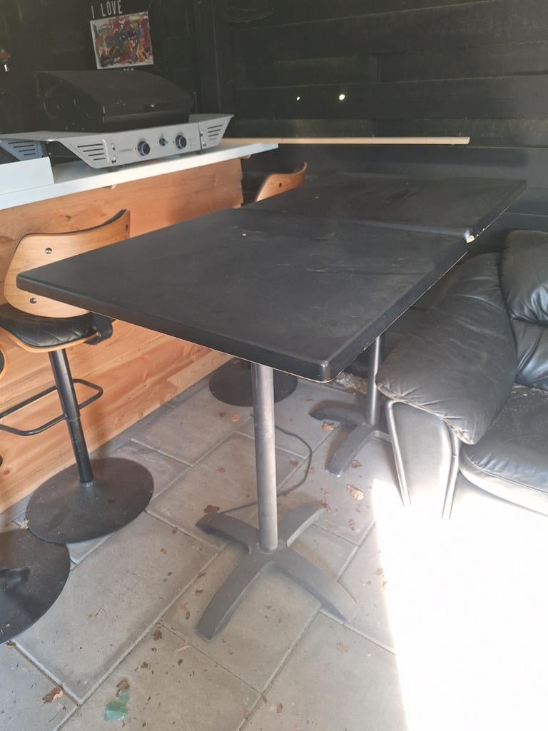 Zwarte statafel met stevige voet, Ophalen of Verzenden, Gebruikt