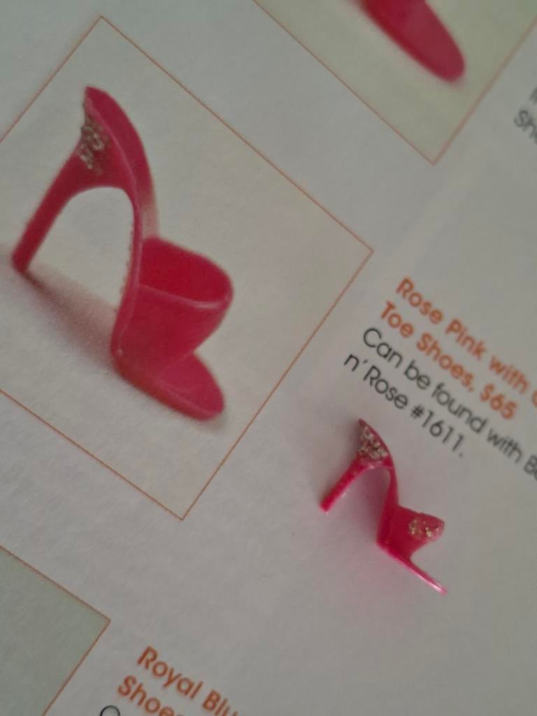 Barbie vintage Rose Pink With GLITTER open Toe Shoe  60s, Ophalen of Verzenden, Barbie