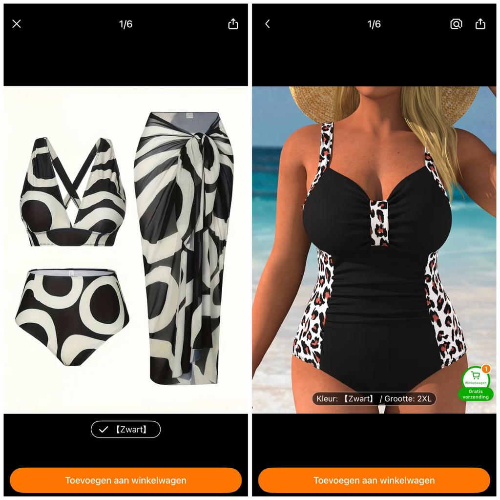 Nieuw badpak en nieuwe bikini met omslagdoek,, Ophalen, Nieuw, Zwart, Badpak