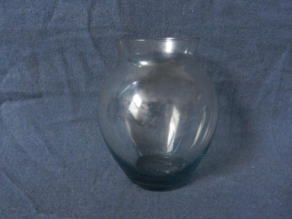 Staalblauw / grijs glazen eivormig vaasje Copier Leerdam h 9, Ophalen of Verzenden