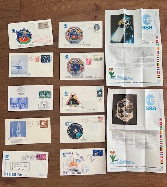 Enveloppen ruimtevaart 10x NASA ESA OTS Ariane, Postzegels en Munten, Ophalen of Verzenden, Envelop