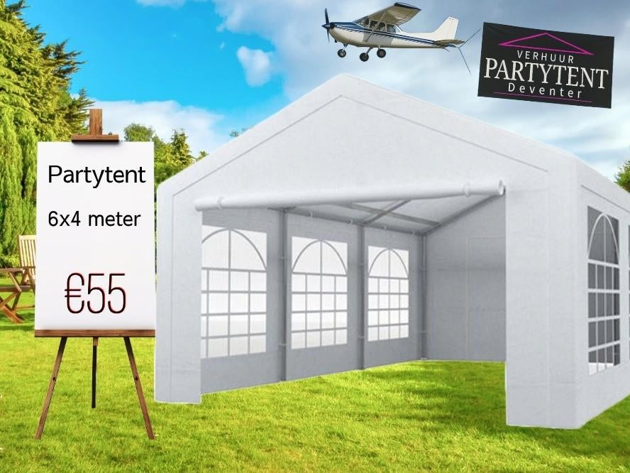 Huur partytent 6x4 meter voor jubileum. 20 - 35 pers., Ophalen, Nieuw, Overige