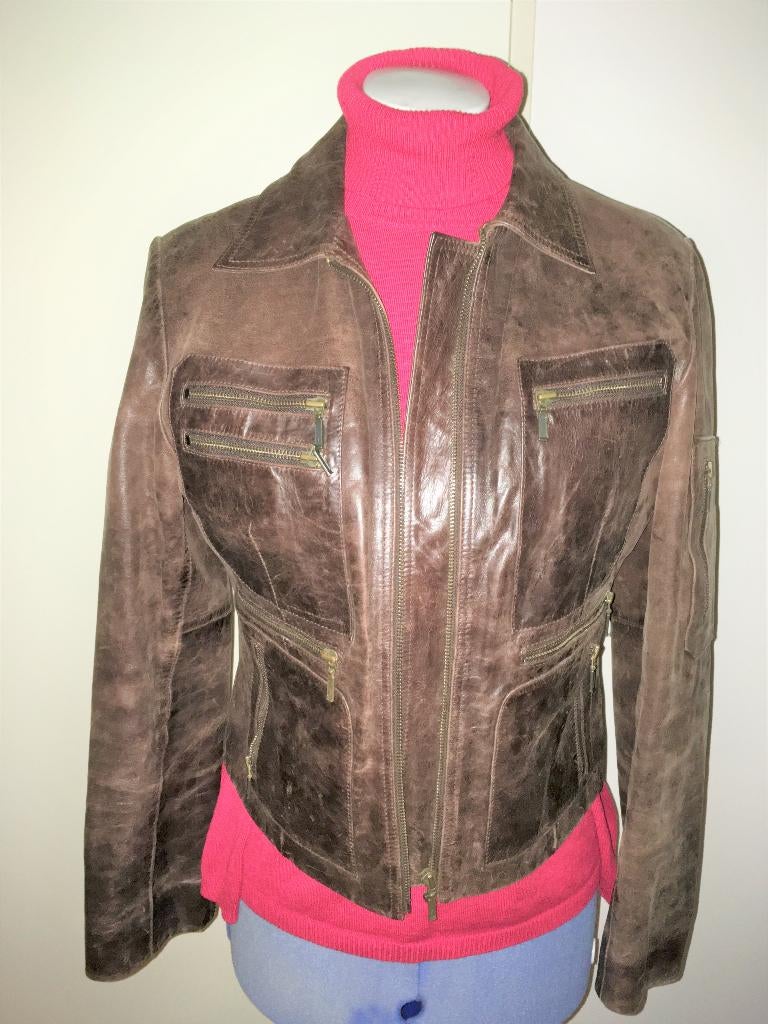 Stevig leren jack/jas - Lanaby's, Lanaby's, Jas | leer, Ophalen of Verzenden, Dames