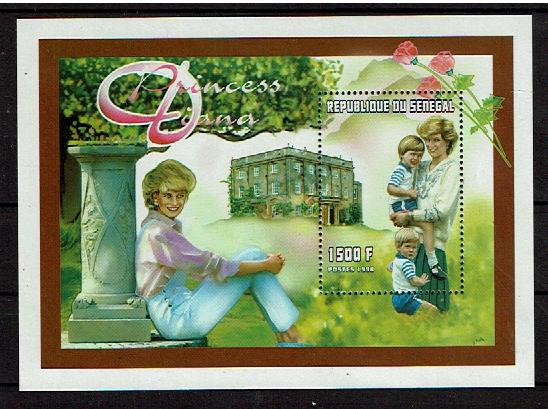 SENEGAL 1998 PF BLOK LADY DIANA KONINGSHUIS ROYALTY, Ophalen of Verzenden, Postfris, Koningshuis