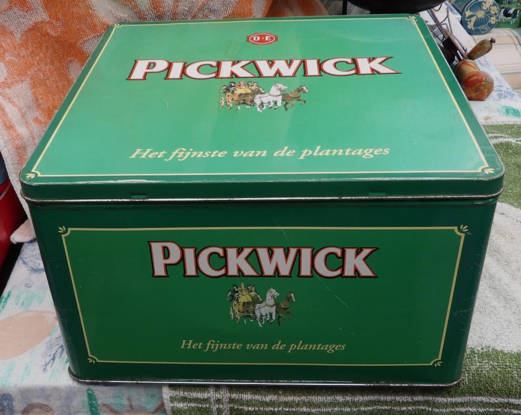 groot theeblik/ Pick Wick winkelblik/ voorraaddoos thee, Verzamelen, Blikken, Ophalen of Verzenden, Zo goed als nieuw, Thee, Pickwick