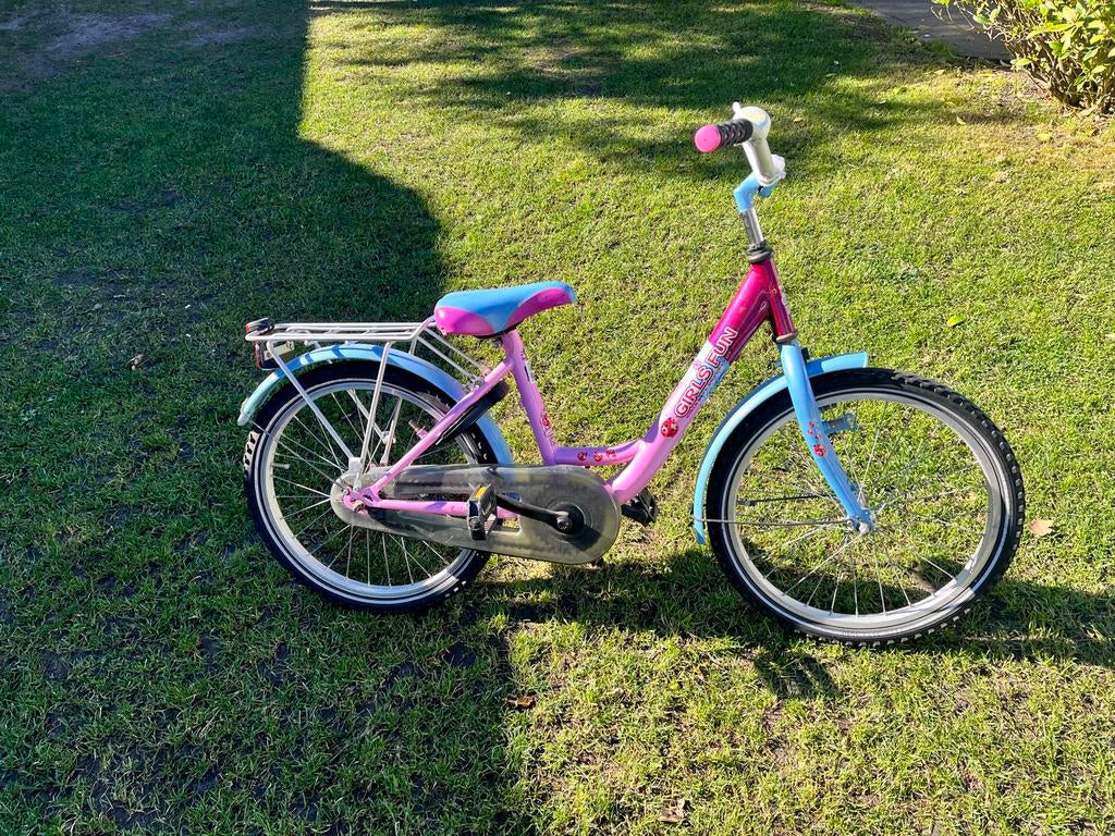 Roze en blauwe kinderfiets, Fietsen en Brommers, Ophalen, Gebruikt, 16 tot 20 inch