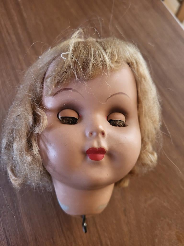 Oud poppenhoofdje, Verzamelen, Poppen, Ophalen of Verzenden, Gebruikt, Pop