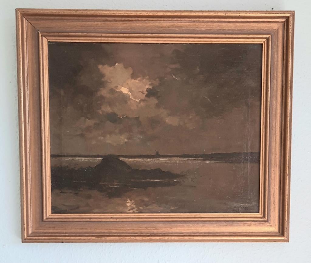 Jaap Sax - Polderlandschap met molen- Bergense School, Ophalen of Verzenden