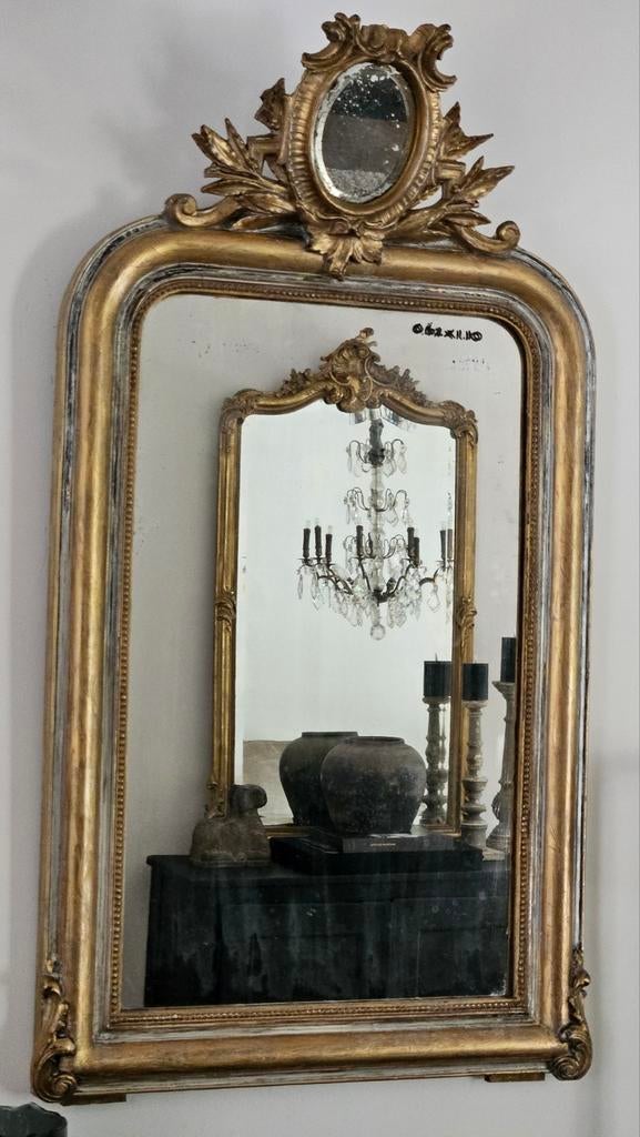 Antieke spiegel..., Antiek en Kunst, Antiek | Spiegels, Minder dan 50 cm, Rechthoekig, Ophalen of Verzenden