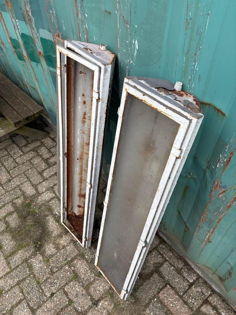 Antieke vintage tl bakken ijzer en glas, Ophalen