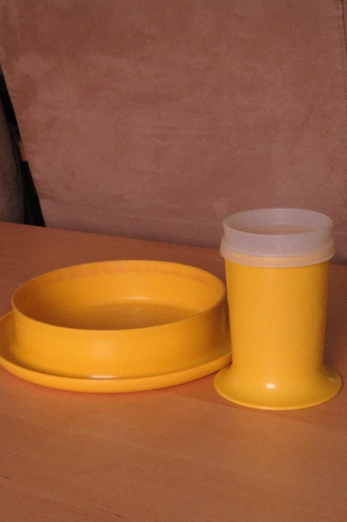 Tupperware Vintage/Retro baby/ kinder Bord en Beker, Ophalen, Gebruikt, Geel, Overige typen
