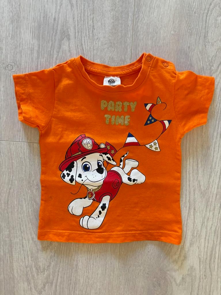 Oranje Paw Patrol koningsdag shirtje maat 74/80, Ophalen of Verzenden, Zo goed als nieuw, Jongetje of Meisje, Shirtje of Longsleeve