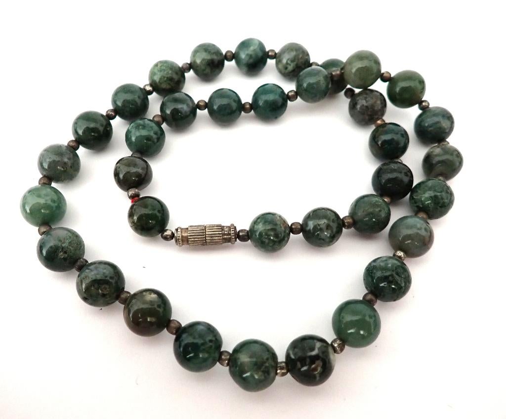 Ketting van halfedelstenen kralen, Sieraden, Tassen en Uiterlijk, Kettingen, Verzenden, Gebruikt, Groen, Steen of Mineraal