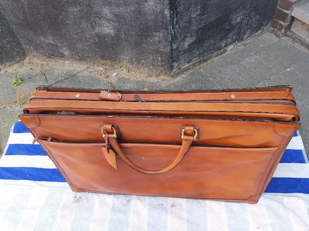 Leonhard Heyden Cambridge kook koffer tas | cognac leder, Gebruikt, Hard kunststof, 35 tot 45 cm, Ophalen