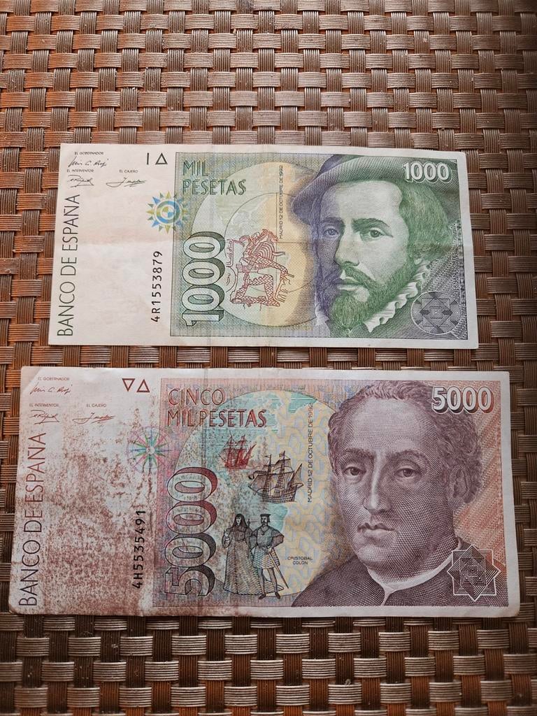 1000 en 5000 pesetas Spanje set, Ophalen of Verzenden, Overige landen, Setje
