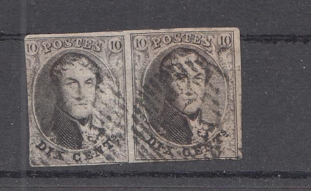 Belgie Postzegelpaartje Koning Leopold 1Uitgave 1858, Postzegels en Munten, Postzegels | Europa | België, Frankeerzegel, Ophalen of Verzenden