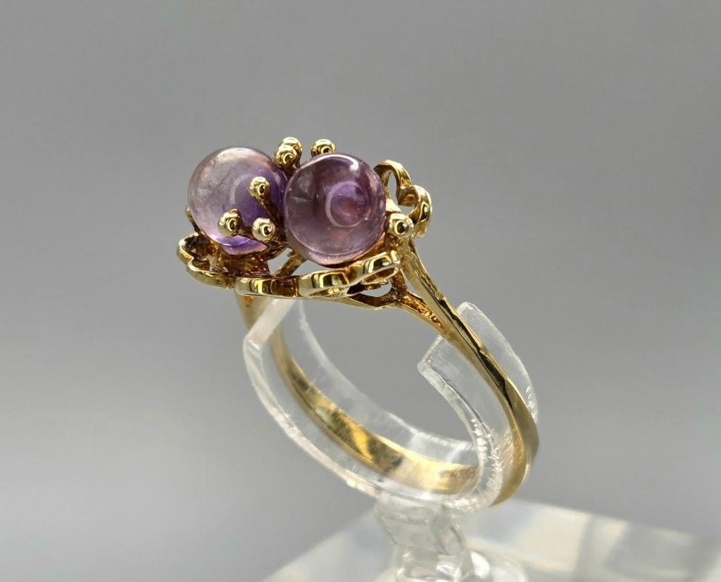 Gouden Vintage ring met edelsteen amethist. 2026/199., Sieraden, Tassen en Uiterlijk, Ringen, Zo goed als nieuw, Dame, Kleiner dan 17