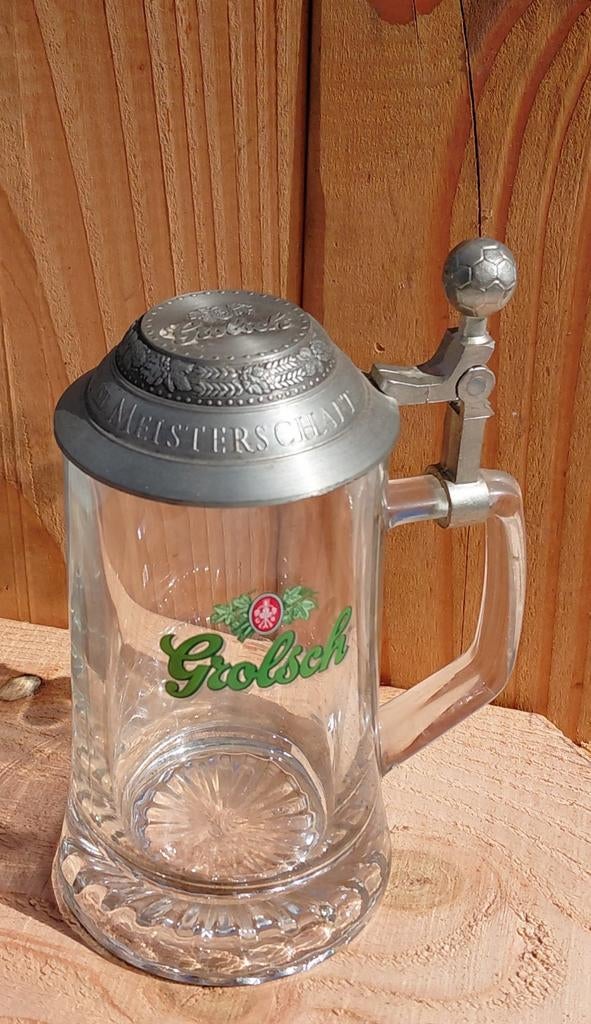 Grolsch Glazen Bierpul Met Metalen Deksel, Verzamelen, Biermerken, Ophalen, Zo goed als nieuw, Pul(len), Grolsch
