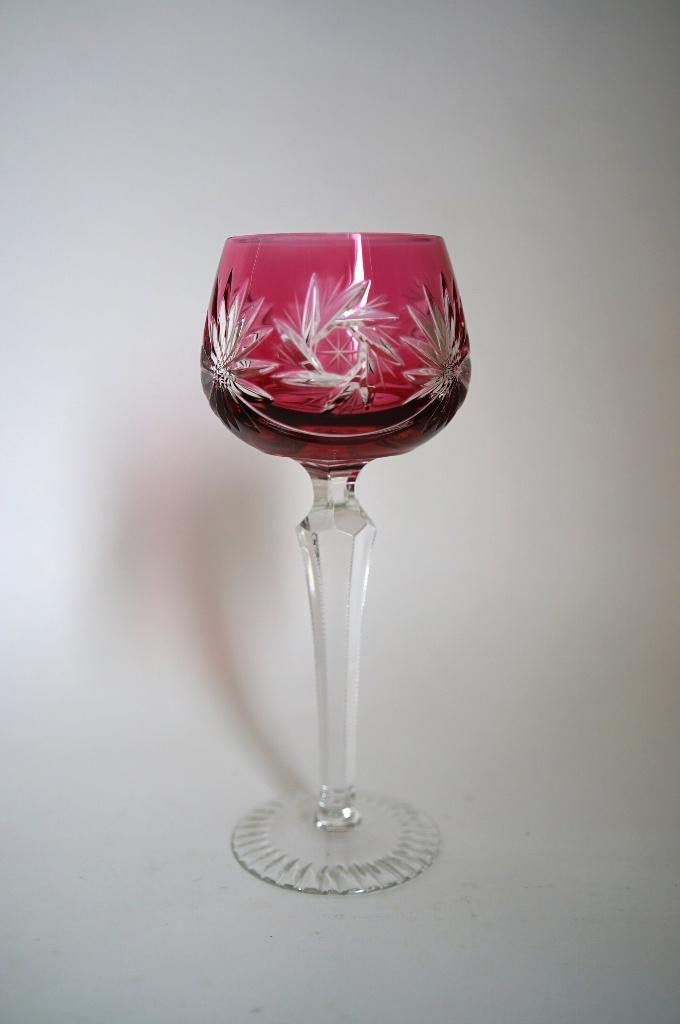 vintage geslepen glas wijnglas rood West-Germany, DDR Polen, Antiek en Kunst, Ophalen of Verzenden