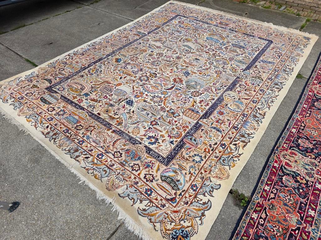 Vintage handgeknoopt perzisch tapijt kashmar 395x295, Info@SlatsAntiek.nl, Perzisch, 200 cm of meer, Ophalen of Verzenden