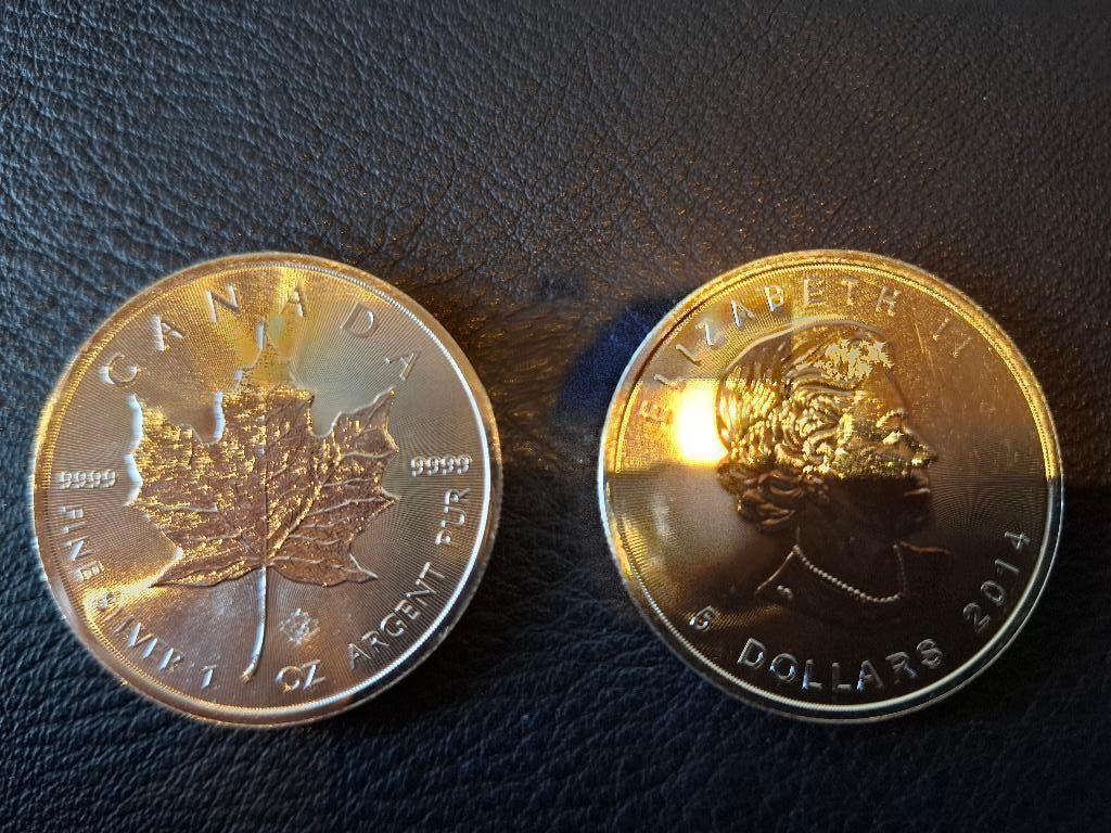 2 x 1 oz 999.000 zilver maple leaf 2014 unc, Ophalen of Verzenden, Noord-Amerika, Setje, Zilver