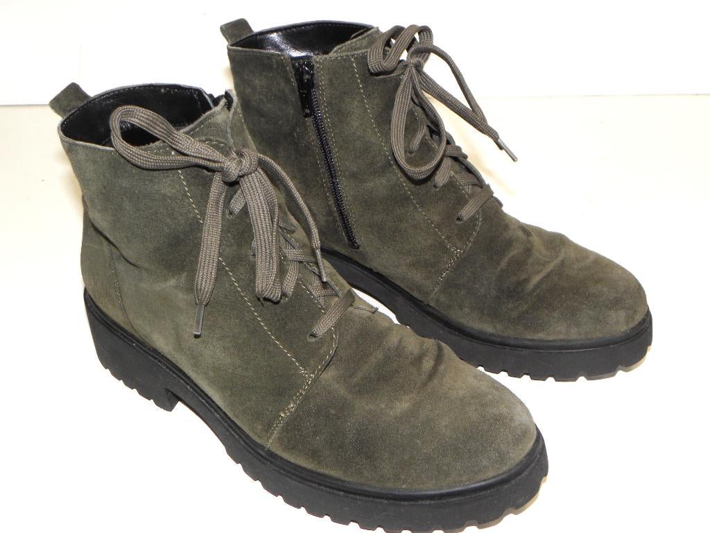 Groene Suède Waldlaufer enkellaarsjes 7,5 wijdte H (41/41,5), Kleding | Dames, Schoenen, Waldlaufer, Zo goed als nieuw, Groen