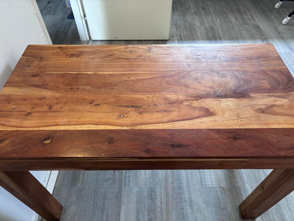 Massief houten eettafel - Sheeshamhout, Huis en Inrichting, Tafels | Eettafels, Ophalen, Gebruikt, 100 tot 150 cm, 50 tot 100 cm