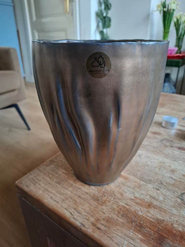 Ecri pot/ vaas brons, Ophalen of Verzenden, Overige kleuren, Aardewerk of Porselein, Minder dan 50 cm