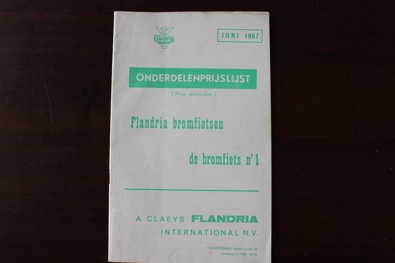 Flandria 1967 bromfiets onderdelen prijslijst, Ophalen of Verzenden, Gebruikt