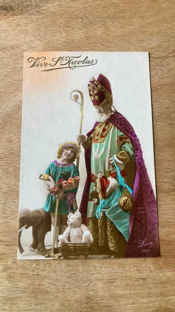 Oude ansichtkaart Sinterklaas Vive St. Nicolas, Ophalen of Verzenden, 1920 tot 1940, Ongelopen