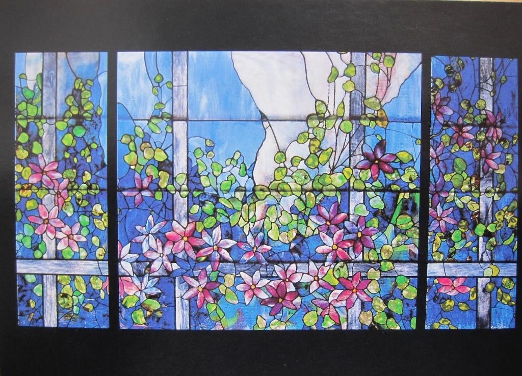 gebrandschilderd raam met klimrozen en clematis - nieuw, Verzenden, 1980 tot heden, Ongelopen, Overige thema's