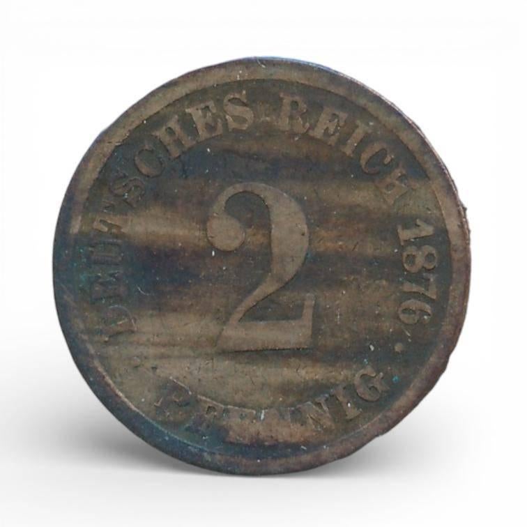 Duitse Rijk 2 Pfennig 1876-G, Ophalen of Verzenden, Duitsland, Losse munt
