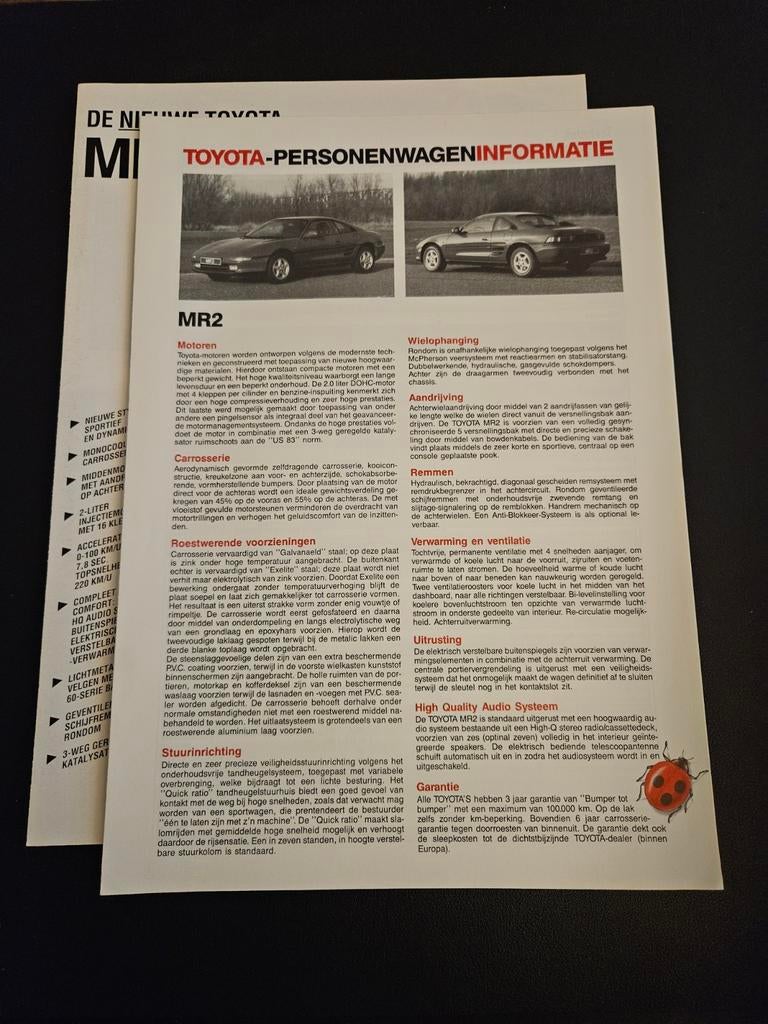 Brochure Toyota MR2 1990, Ophalen of Verzenden, Zo goed als nieuw, Toyota