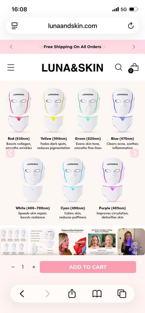 Led therapie gezichtsmasker Luna&skin nieuw !!!!!, Ophalen, Nieuw, Gehele gezicht