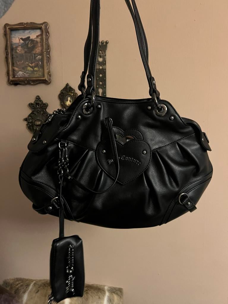 Juicy Couture Y2K Handtas - Zwart met Zilver, Sieraden, Tassen en Uiterlijk, Tassen | Damestassen, Ophalen of Verzenden, Zo goed als nieuw
