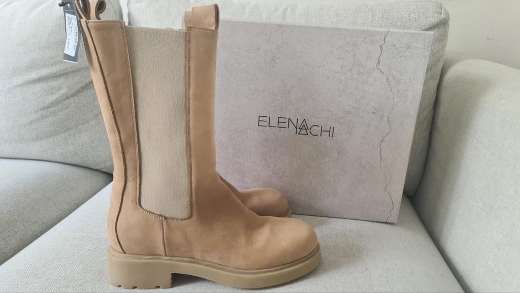 Nieuwe laarzen 37 Elena Lachi beige halfhoge boots, Hoge laarzen, Beige, Nieuw, Ophalen of Verzenden