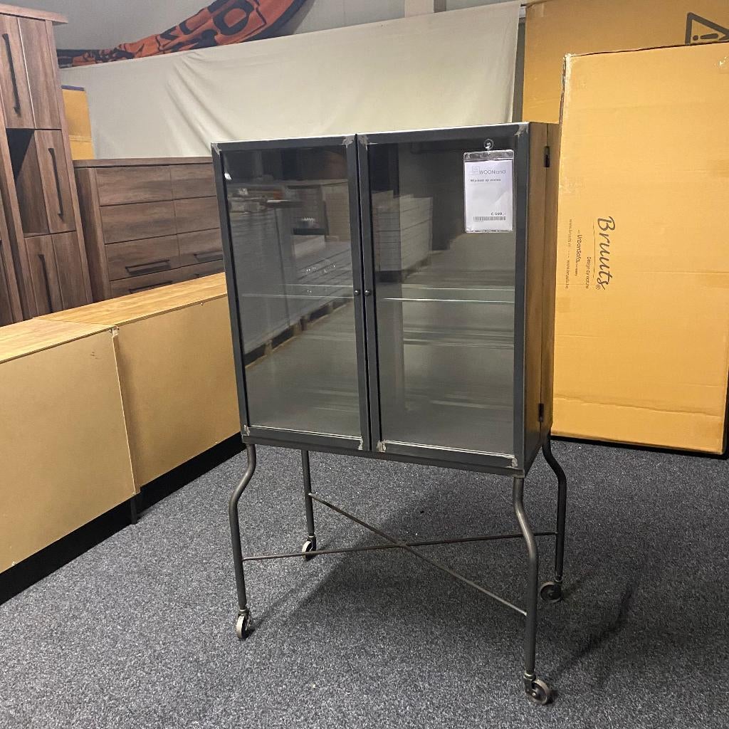 NIEUW Opruiming! Wijnkast op wielen | Van €599,-, Ophalen, Met deur(en), ., Glas