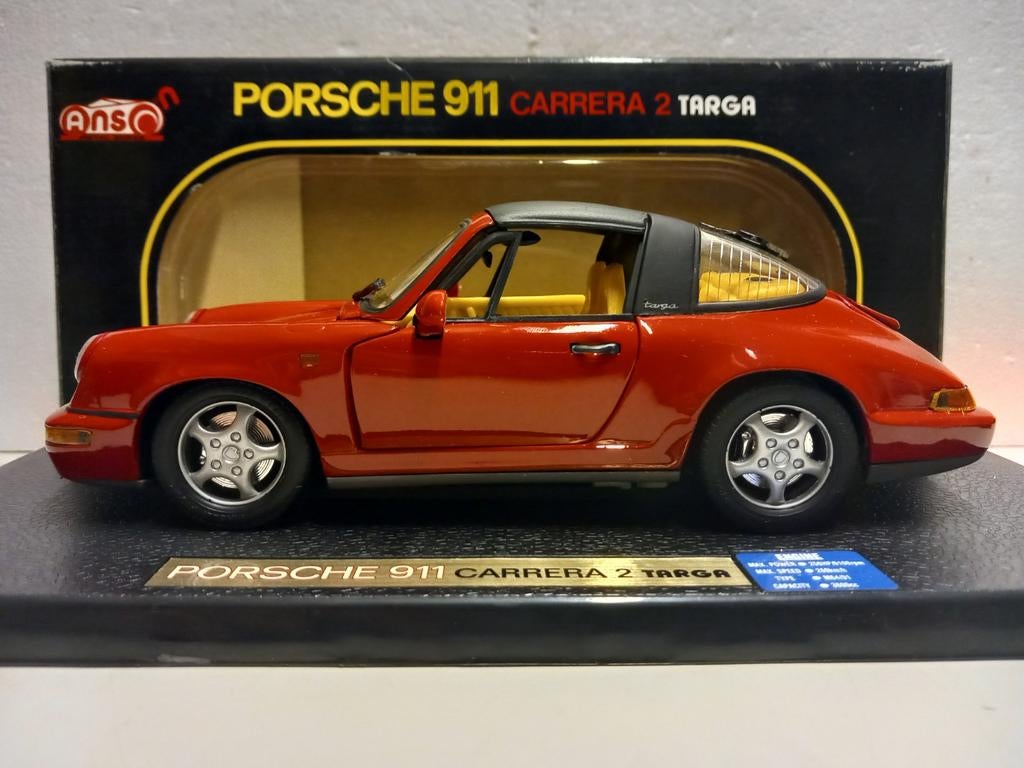 Porsche 911 Carrera 2 Targa rood Anson metal 1:18 KRD, Ophalen of Verzenden, Zo goed als nieuw, Auto, Anson