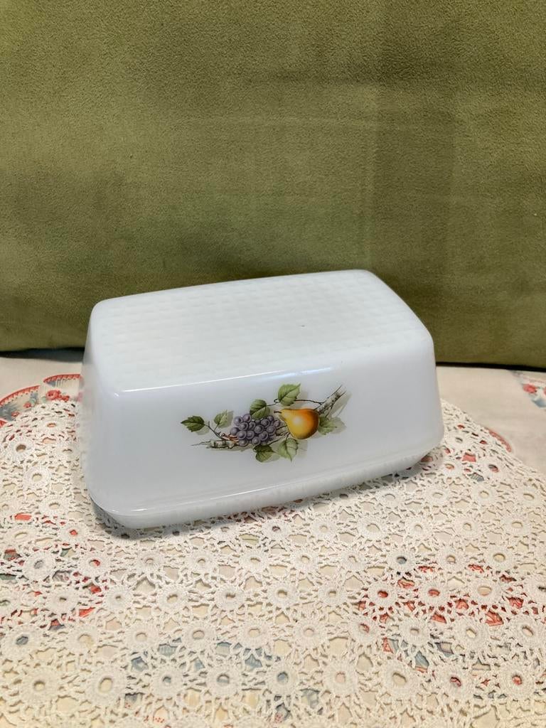 Vintage Arcopal botervloot fruifmotief (170226), Overige typen, Ophalen of Verzenden, Overige stijlen, Glas